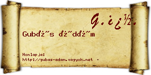 Gubás Ádám névjegykártya
